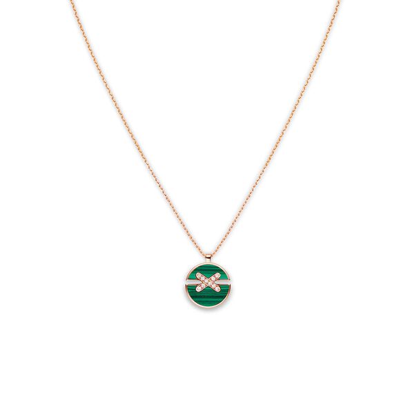 Pendentif Jeux De Liens Harmony en or rose avec malachite et diamants, moyen modèle