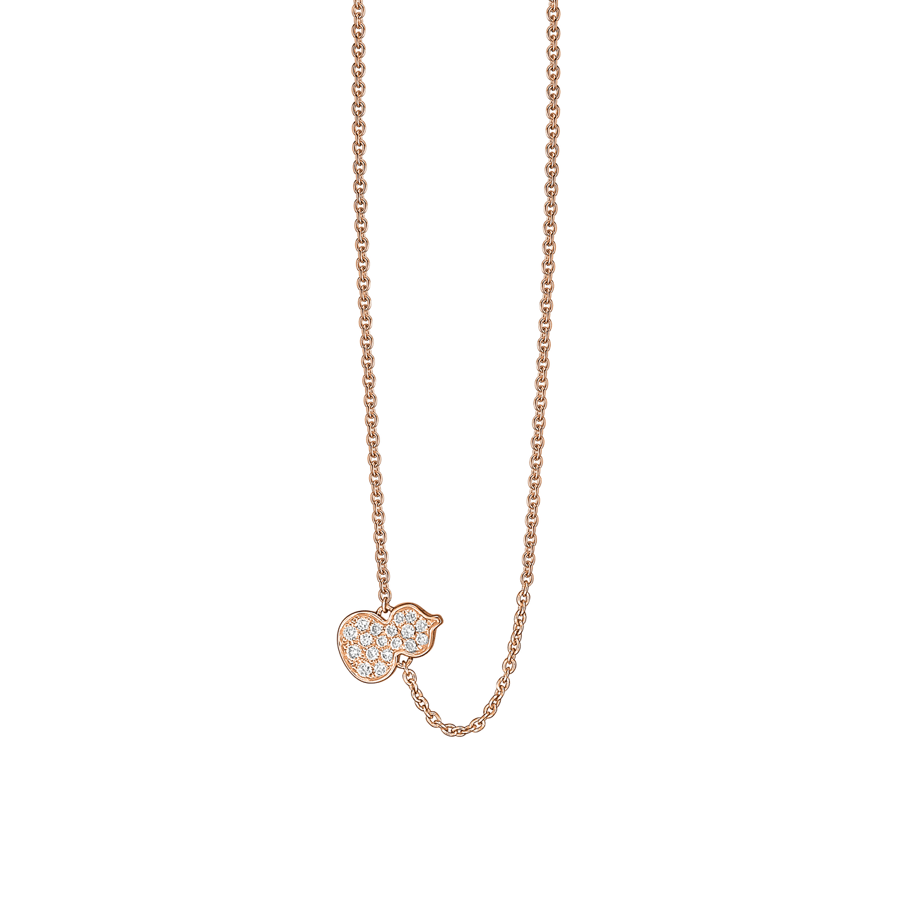 Qeelin Petite Wulu Rose Gold Necklace with Diamonds WU050FPNLRGD2mb w Front. image number 0