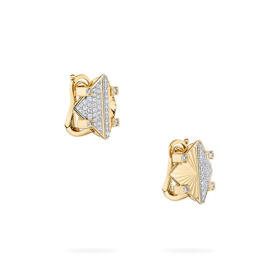Birks Muse Exceptional Guilloché Yellow Gold and Diamond Stud Earrings image number 3