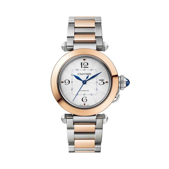 pasha cartier automatic 35 rose gold steel w2pa0008 front steel image number 0
