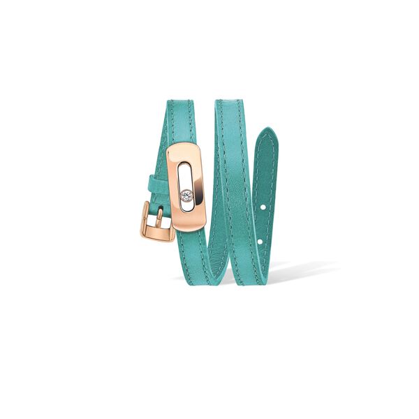 My Move Rose Gold Diamond Leather Bracelet