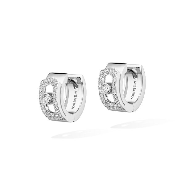 Move Noa White Gold and Diamond Pav&eacute; Hoop Earrings