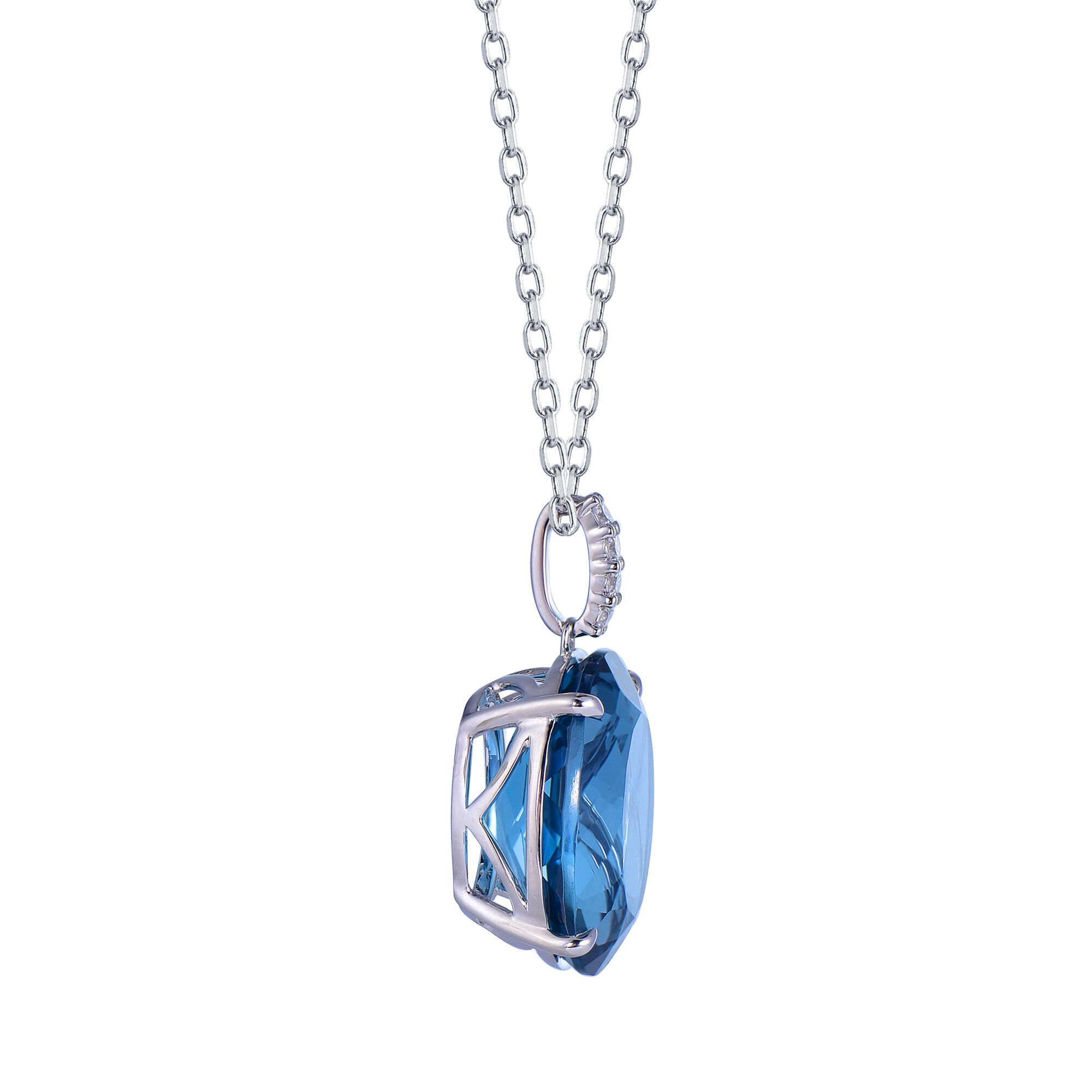 London Blue Topaz Pendant in White Gold