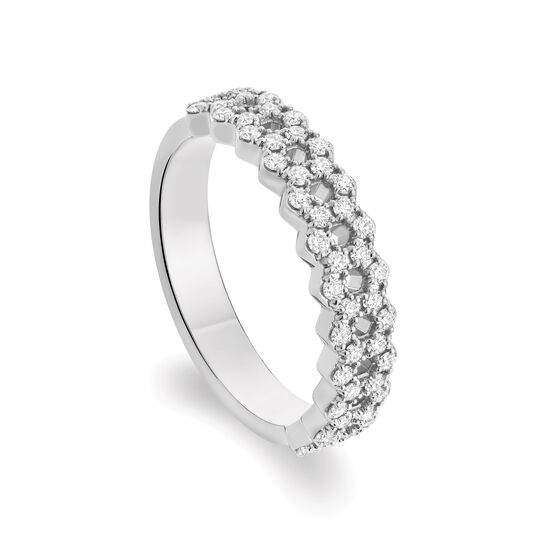 White Gold and Diamond Wedding Band-6.5 image number 2