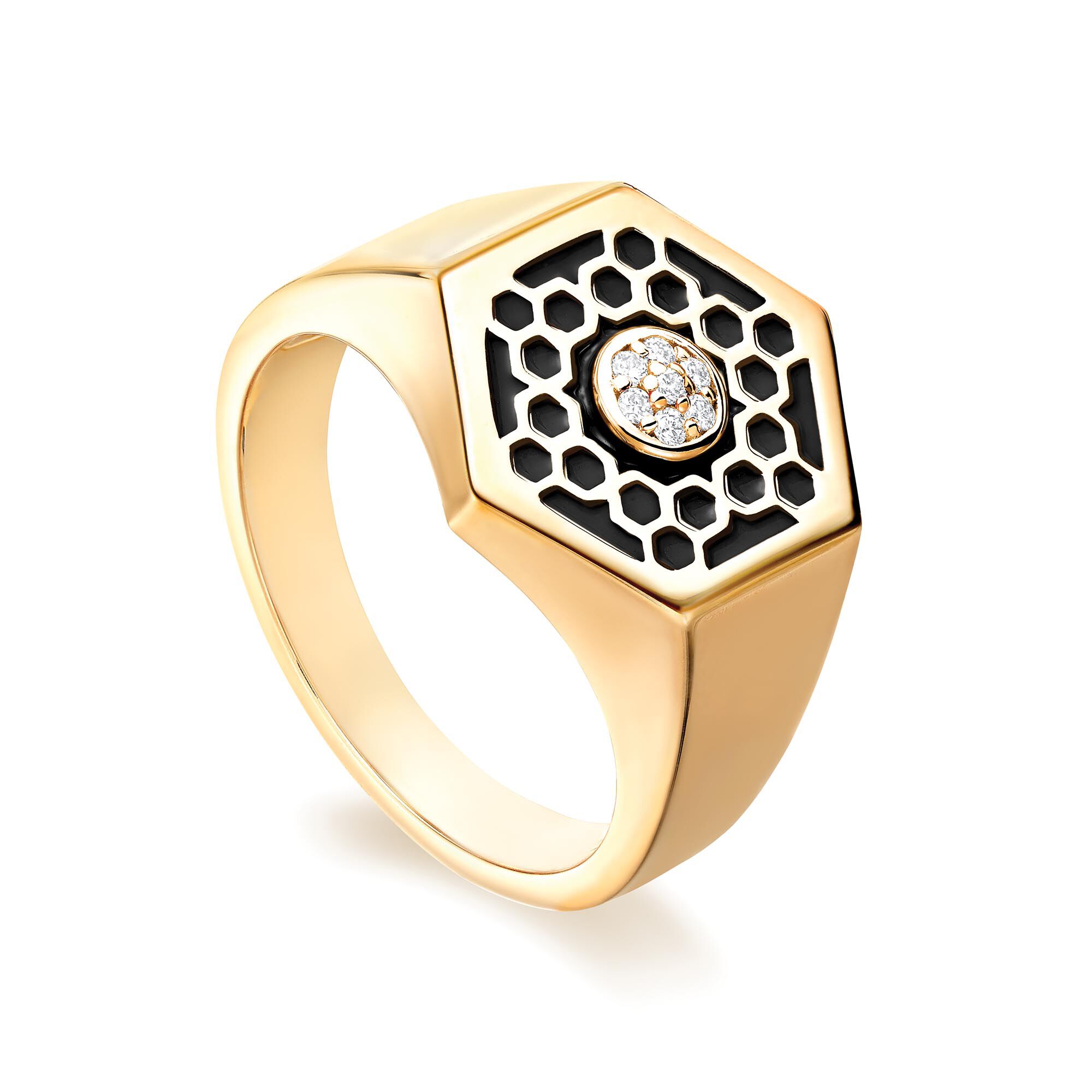Hexagon gold ring sales