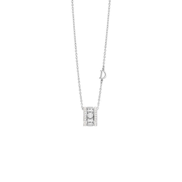 Pendentif Belle Époque Reel en or blanc et pavé de diamants