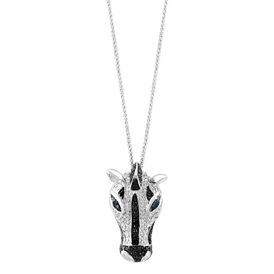 Salon Diamond, Black Diamond, and Sapphire Zebra Pendant image number 0