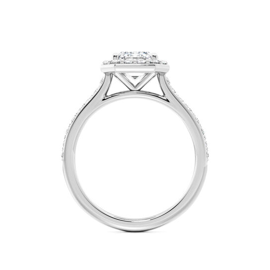 Birks Ros&eacute;e du Matin Emerald Cut Diamond Engagement Ring with Halo and Pav&eacute; Band image number 2