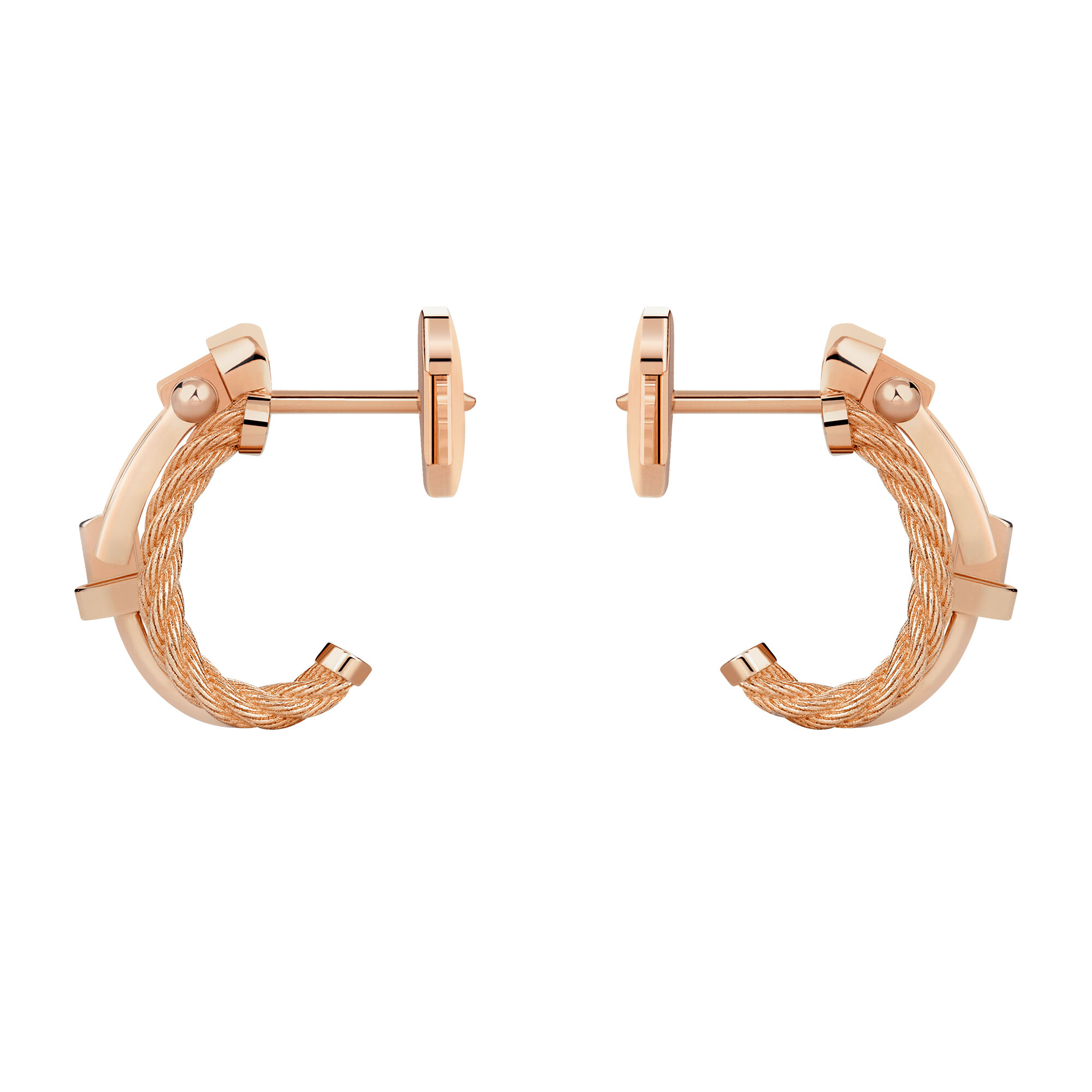 Force 10 Rise Small Rose Gold and Diamond Pavé Half Hoop Earrings