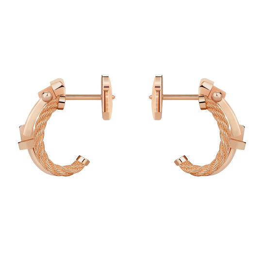 Fred Force 10 Rise Small Rose Gold and Diamond Pav&eacute; Half Hoop Earrings, side view image number 1