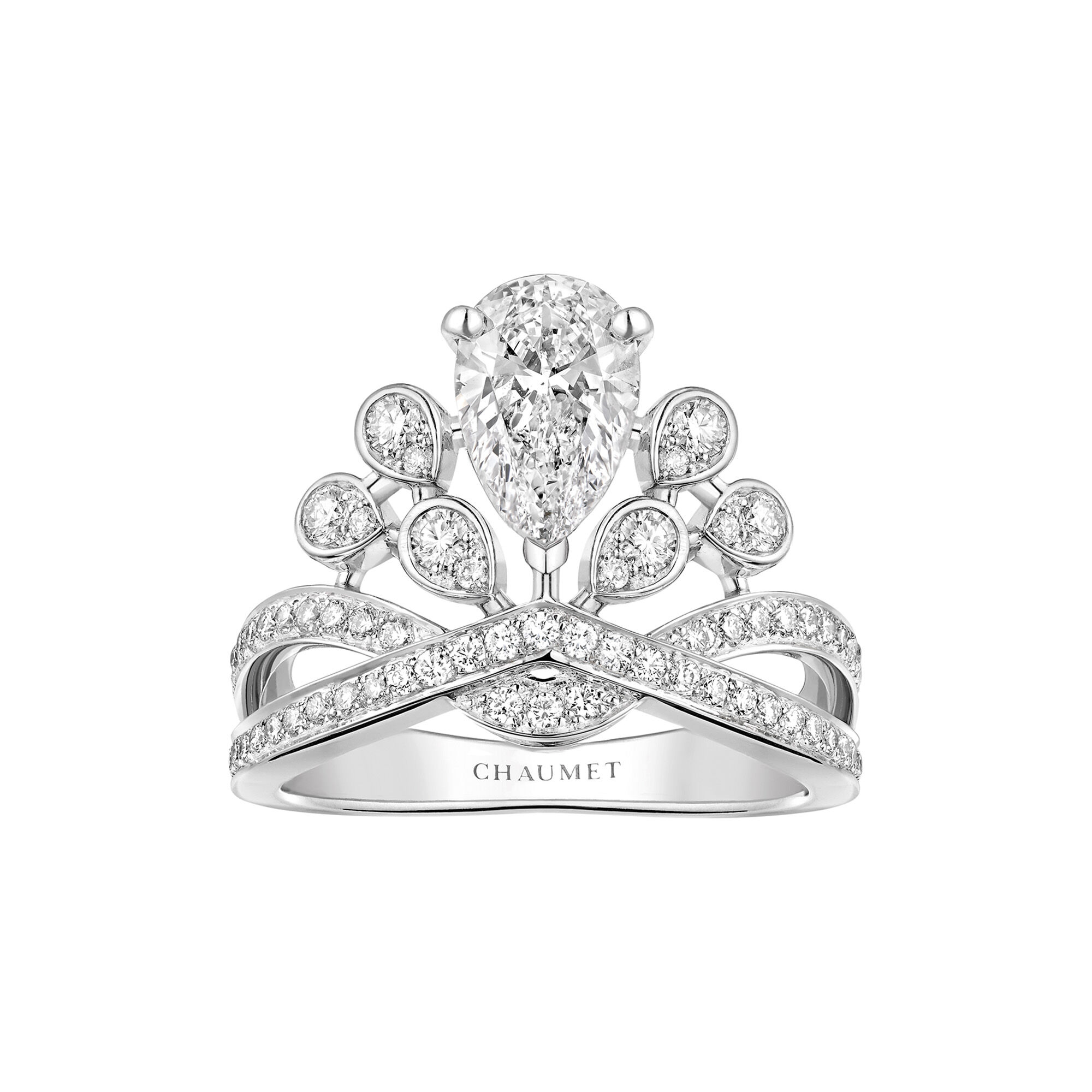 Jos phine Aigrette Imp riale Platinum Diamond Pav Ring From 1
