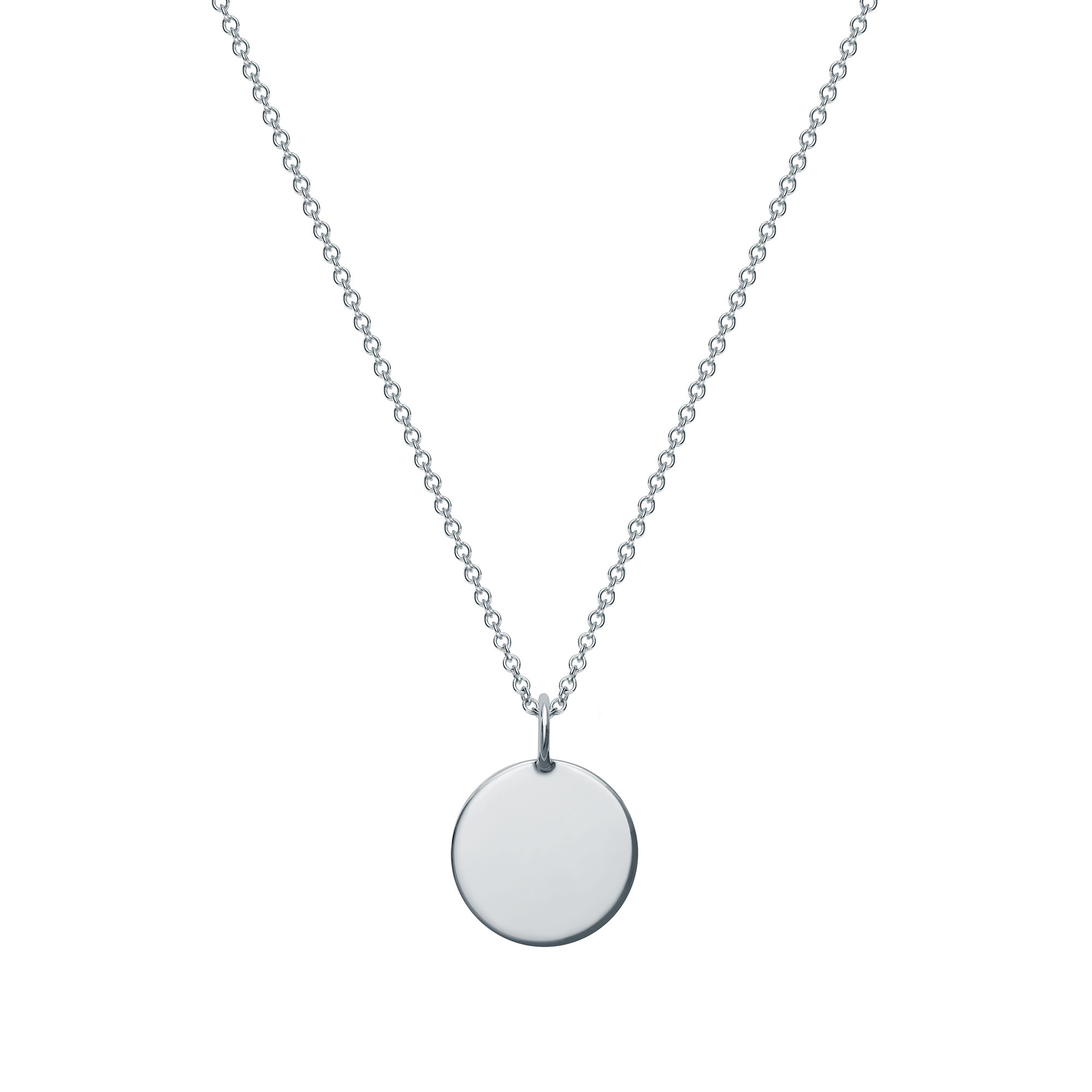 Engravable Polished Silver Disc Pendant