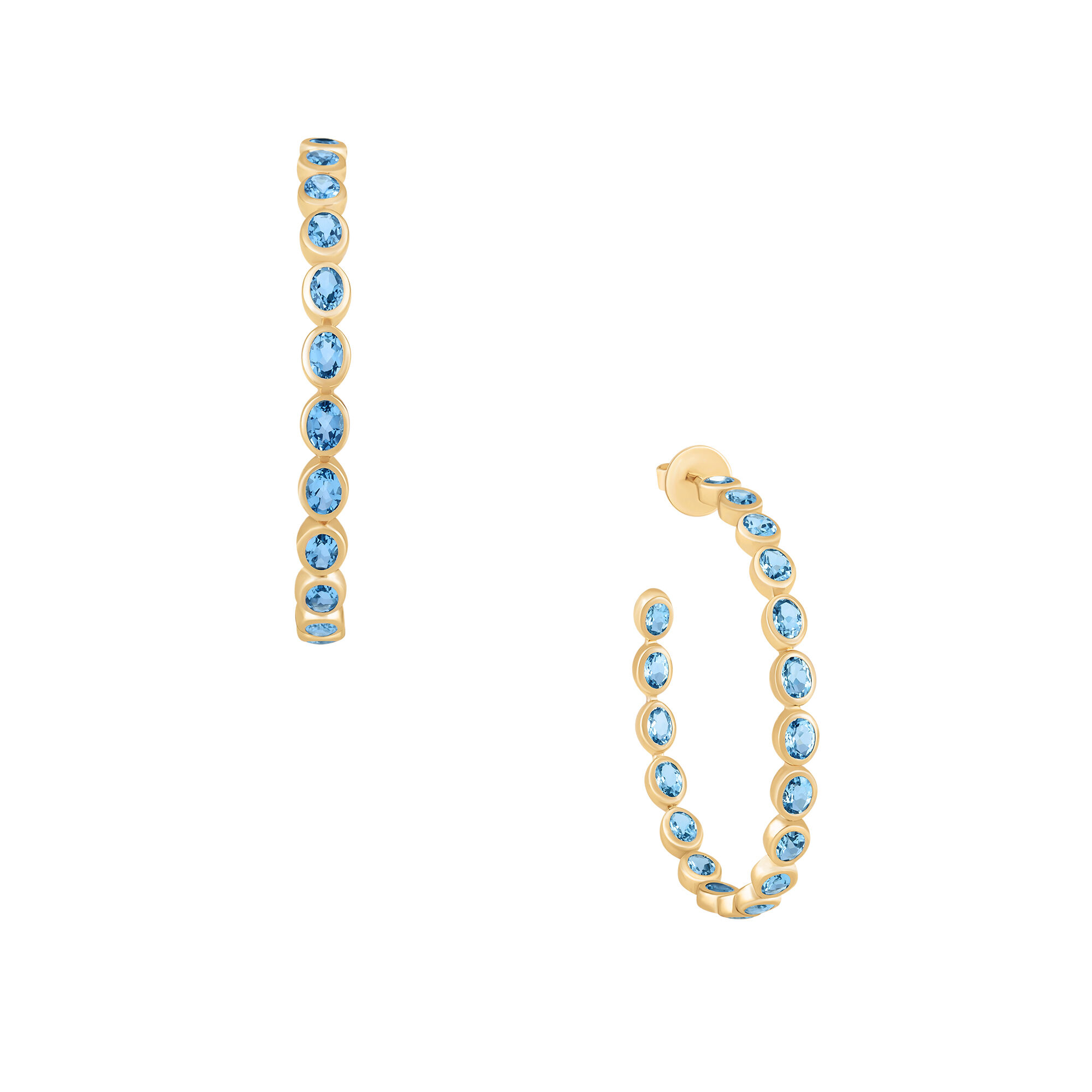 Topaz Bezel Set Hoop Earrings