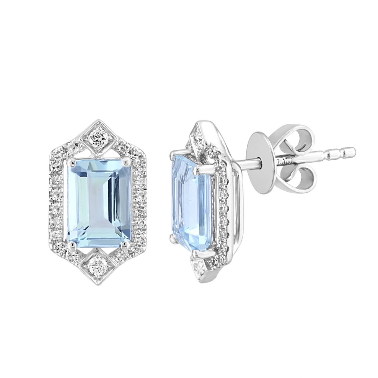 Maison Birks Salon Aquamarine Earrings with Diamond Accents EH03053AQ Angle image number 1
