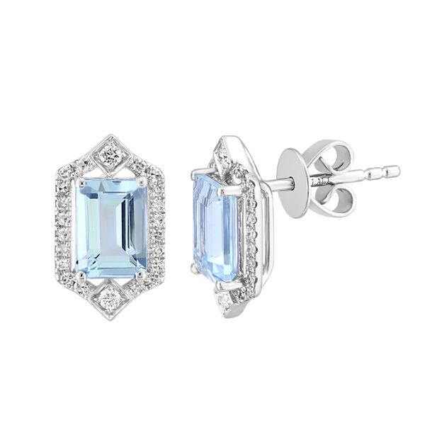 Aquamarine Earrings with Diamond Accents