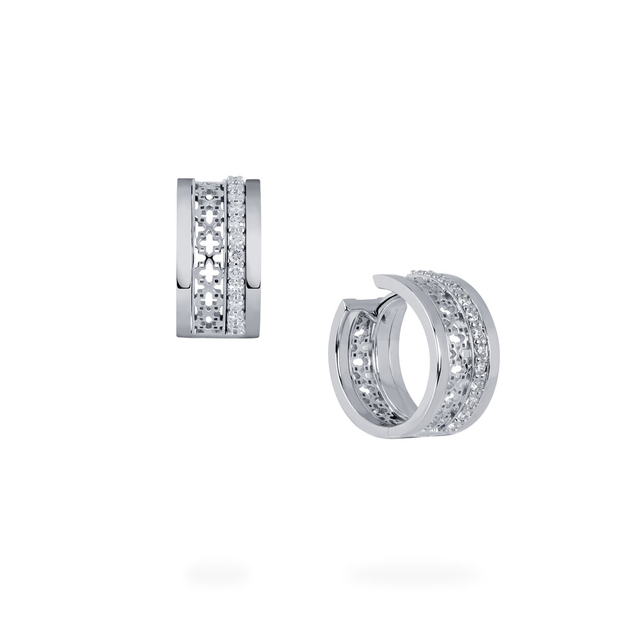 bijoux birks muse dare to dream white gold diamond stacked earrings image number 0