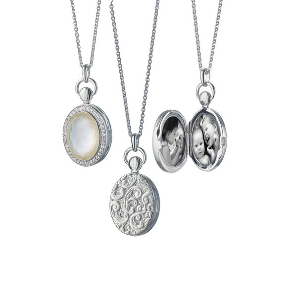 Médaillon Petite Stone Lockets en argent avec nacre