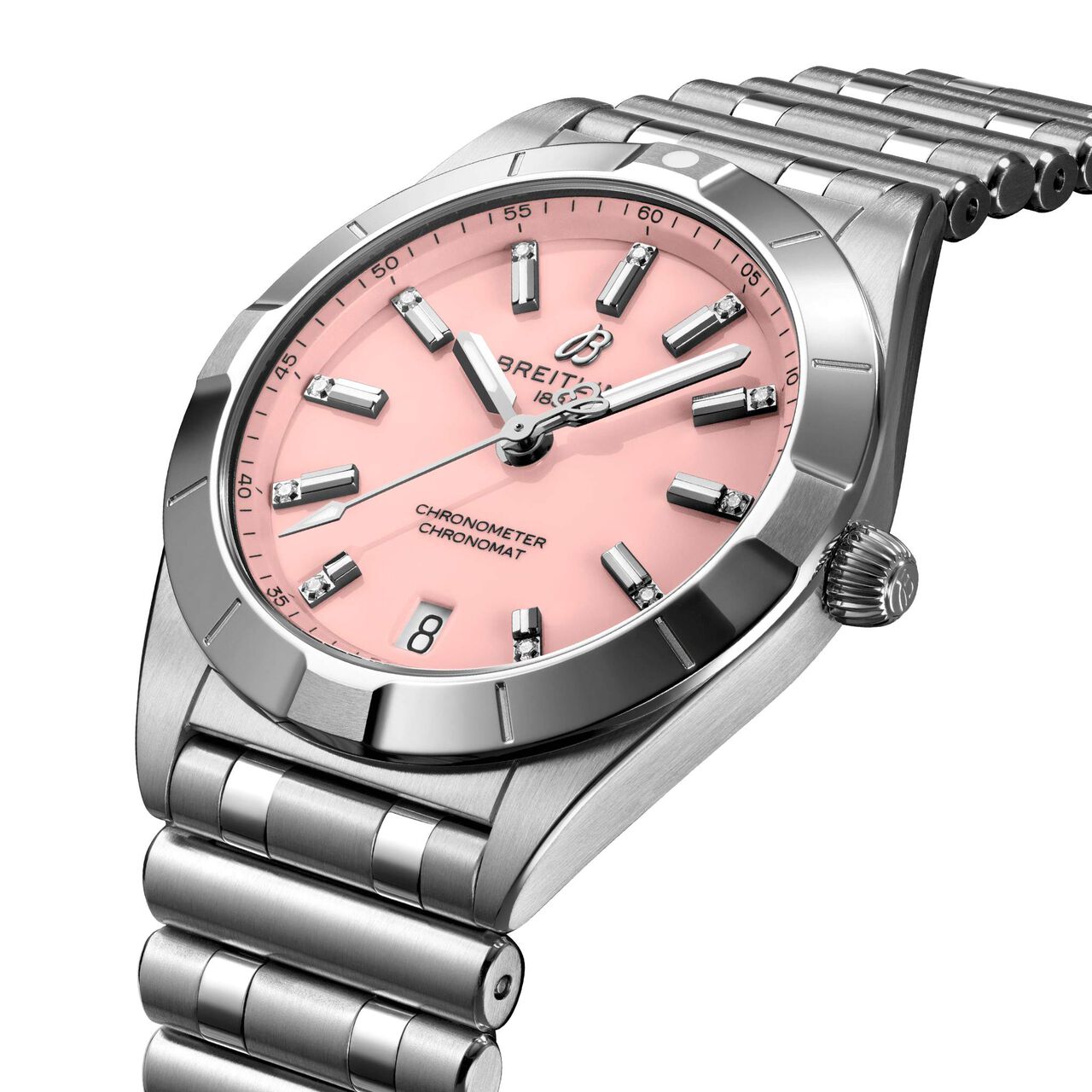 Breitling Chronomat SuperQuartz™ 32 mm Stainless Steel and Diamond Angle image number 2