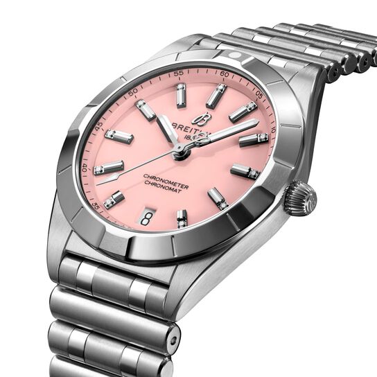 Breitling Chronomat SuperQuartz™ 32 mm Stainless Steel and Diamond Angle image number 2