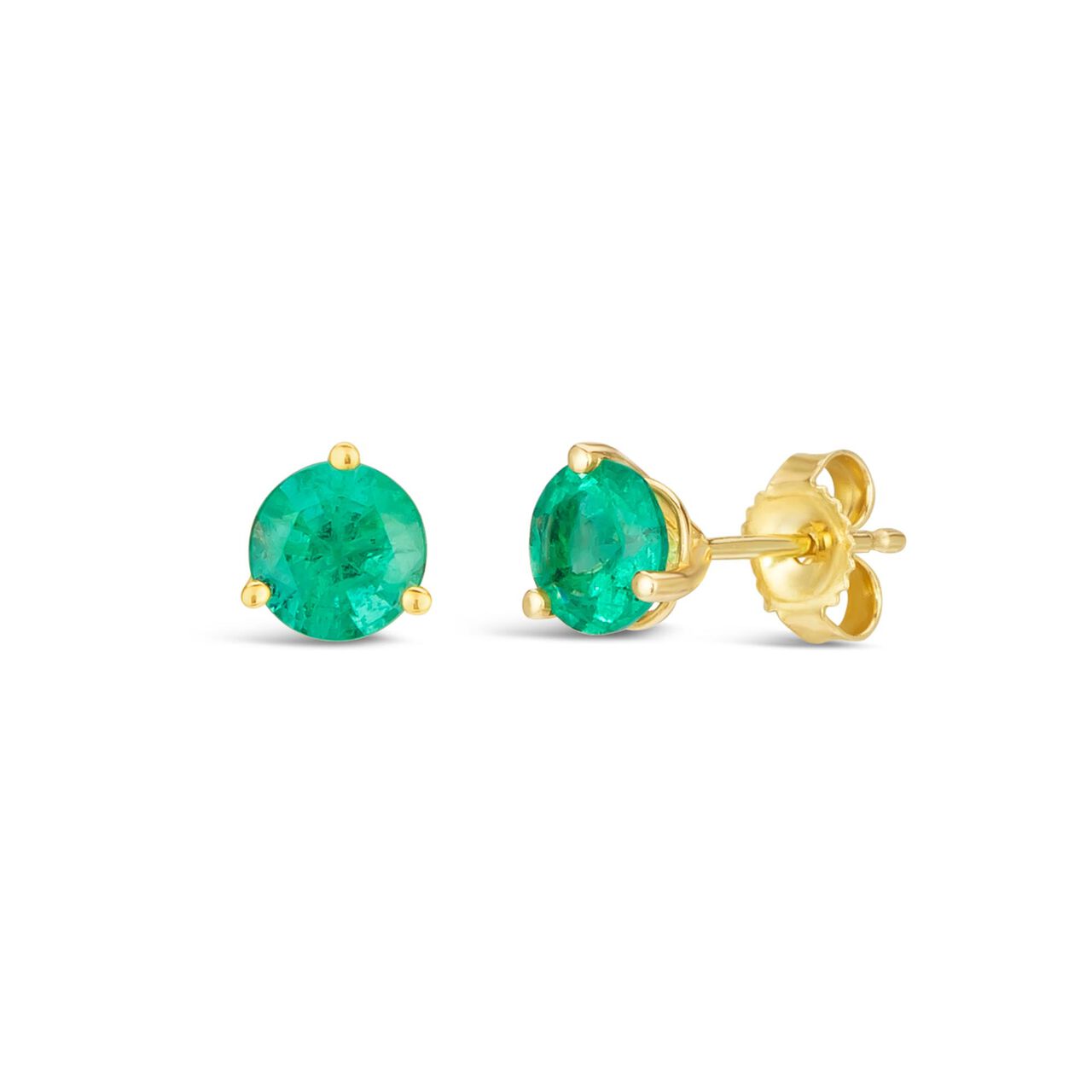 maison birks salon yellow gold and emerald stud earrings e11964e18kt side image number 1