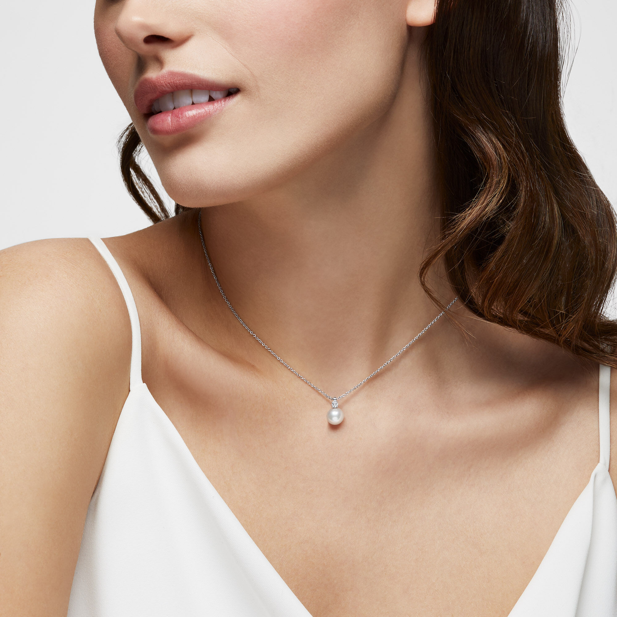7.5-8 mm White Gold Akoya Pearl Pendant