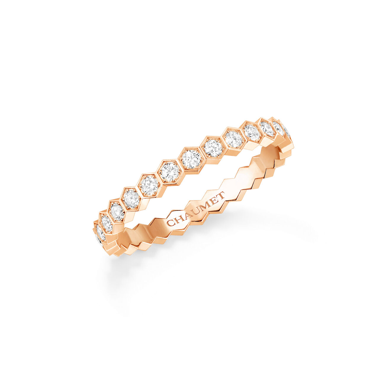 maison birks chaumet bee my love 2 5mm rose gold diamond pave ring 081935 image number 0