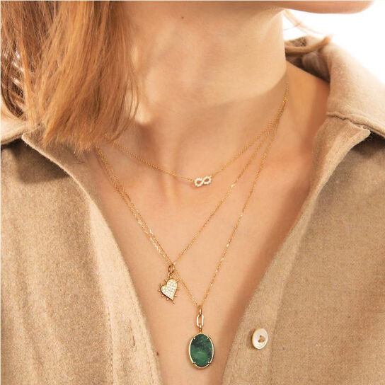 Monica Rich Kosann Oval Yellow Gold and Aventurine Locket  44422-YG-Aventurine Model image number 1