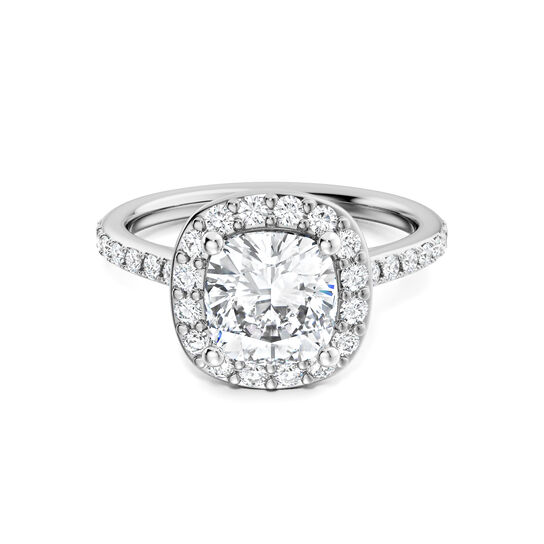 Birks Ros&eacute;e du Matin Cushion-Cut Diamond Engagement Ring with Halo and Pav&eacute; Band image number 0