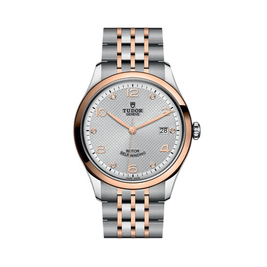 tudor 1926 39 mm steel case silver diamond set dial steel and rose gold bracelet m91551 0002 image number 0