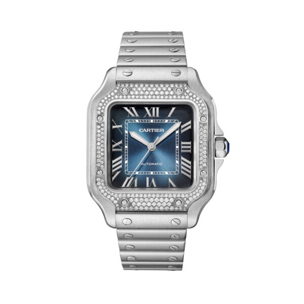 Santos de Cartier Medium Automatic 35 mm Stainless steel and Diamond