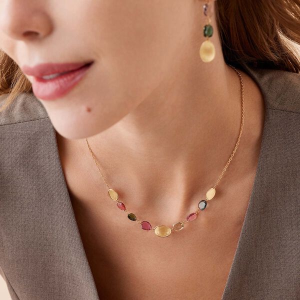 Collier Lunaria en or jaune avec Tourmalines