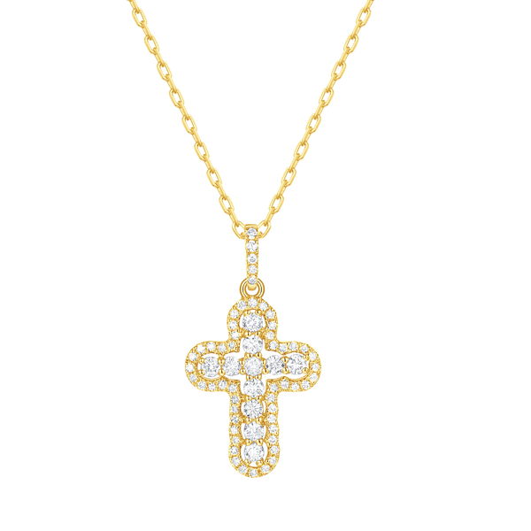 Pendentif Croix Diamants en Or Jaune