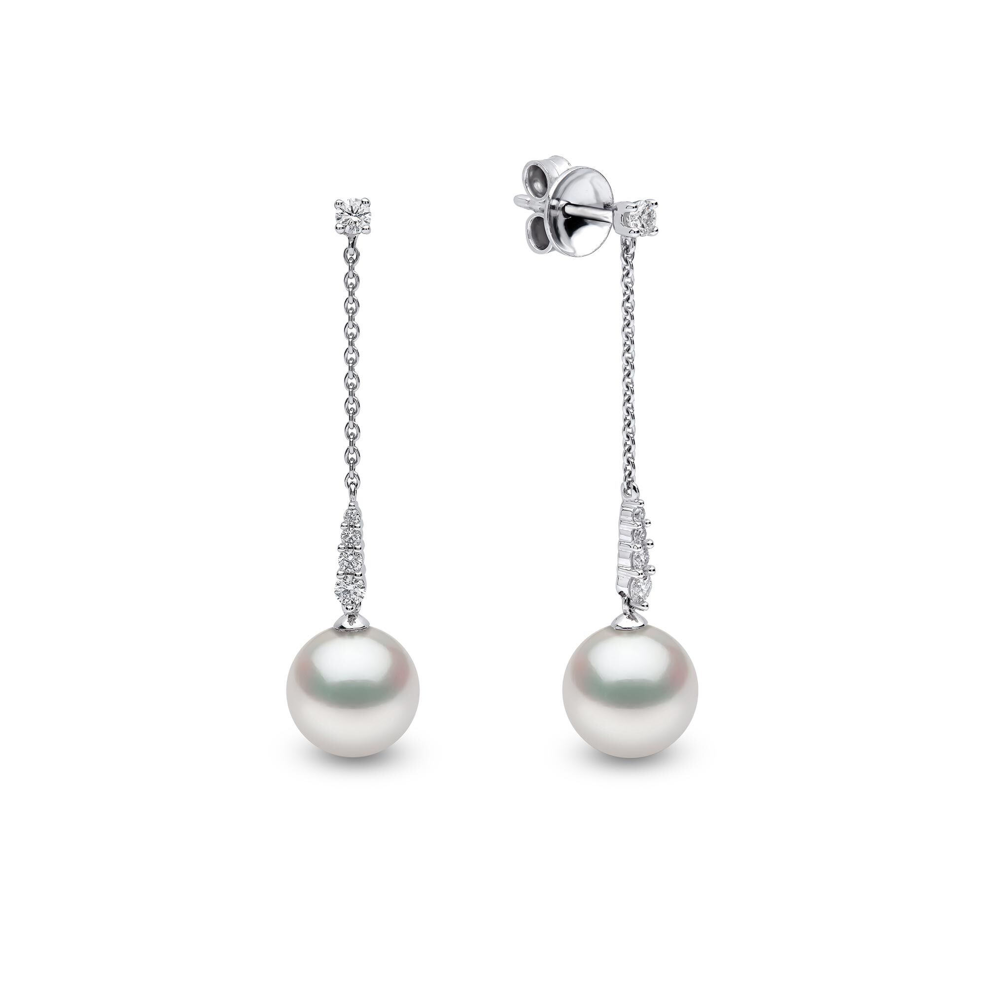 Drop pearl and cheap diamond earrings