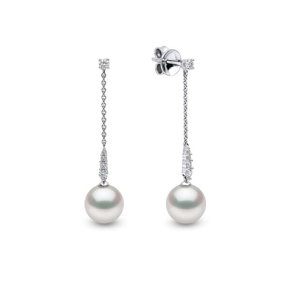 Trend White Gold Pearl and Diamond Earrings