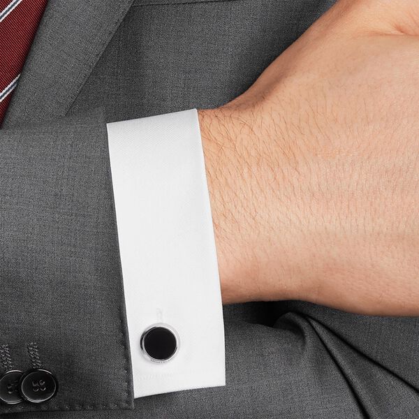 Boutons de manchette Meisterstück en acier inoxydable avec onyx