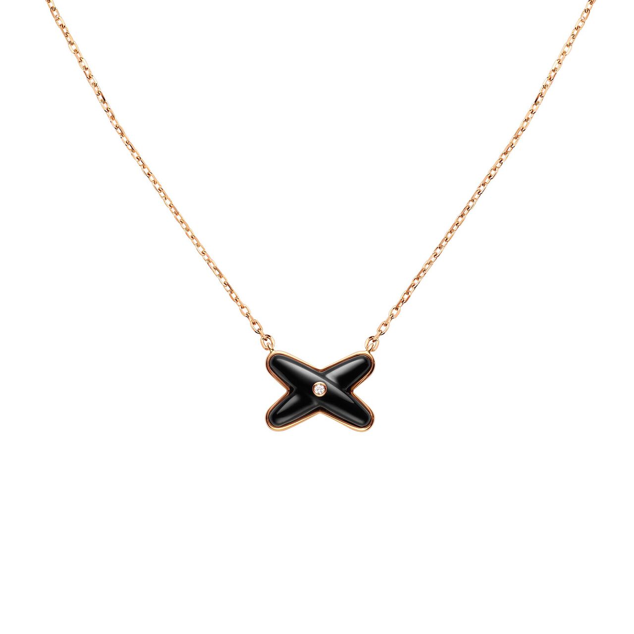 chaumet jeux de liens rose gold onyx diamond pendant 085107 zoom image number 0