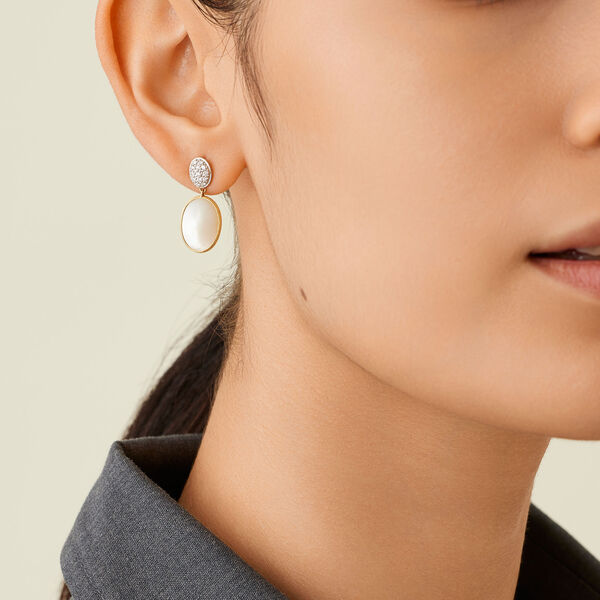 Siviglia Yellow Gold, Mother-of-Pearl and Diamond Drop Earrings