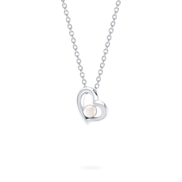 Pendentif cœur en argent et perles d’eau douce pour enfants
