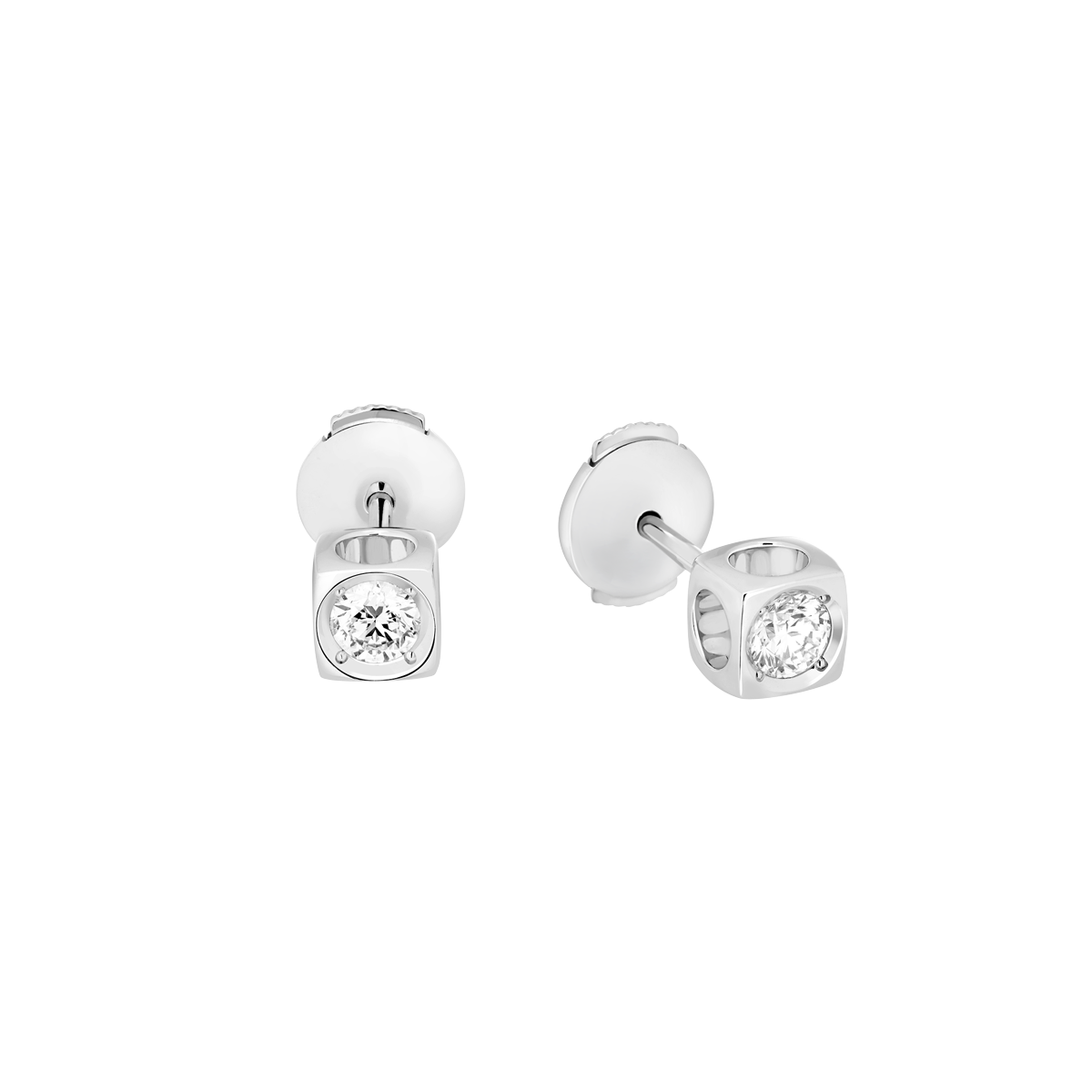 Le Cube Diamant Large White Gold and Diamond Stud Earrings