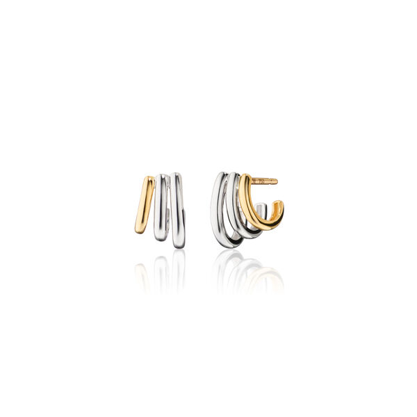 Boucles d'oreilles anneaux Rings of saturn en argent et or jaune