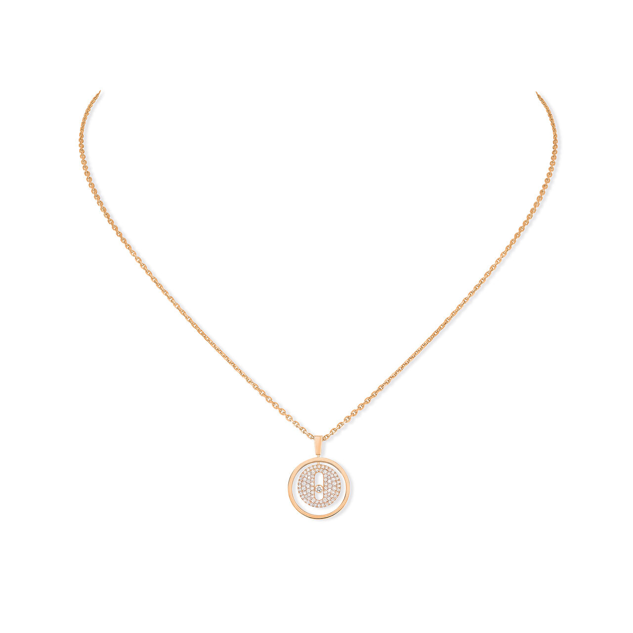 maison birks messika lucky move small rose gold diamond pave necklace 07397 pg image number 0