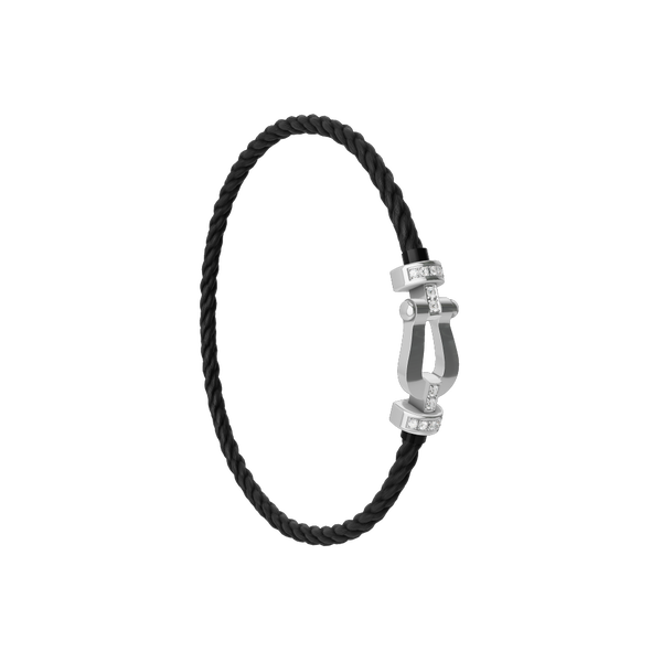Force 10 Medium White Gold and Diamond Pavé Cable Bracelet