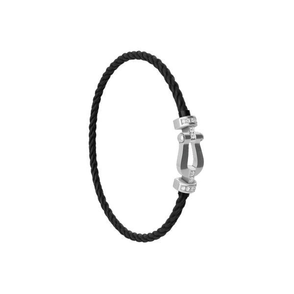 Bracelet cable Force 10 en or blanc avec pavé de diamants, modèle moyen