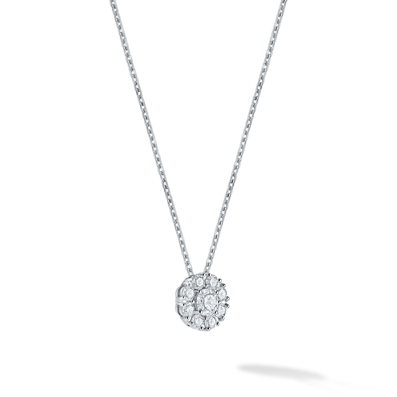 White Gold Cluster Diamond Necklace image number 2