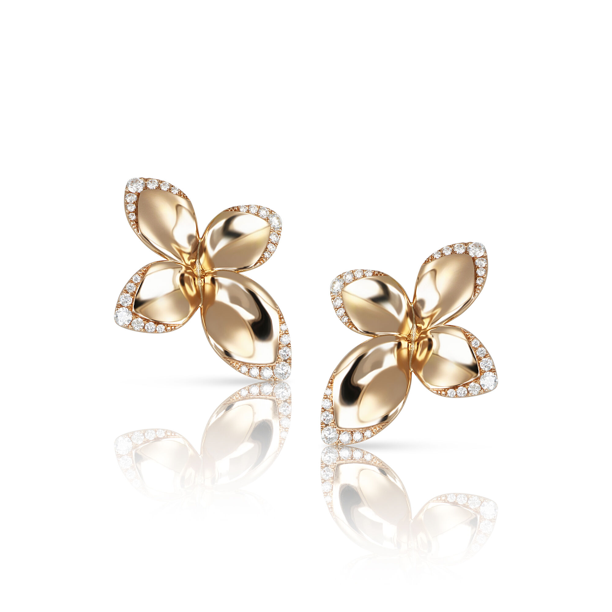 Giardini Segreti Small Rose Gold and Diamond Stud Earrings