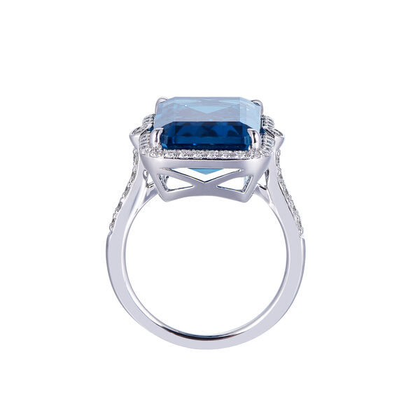 London Blue Topaz Ring in White Gold