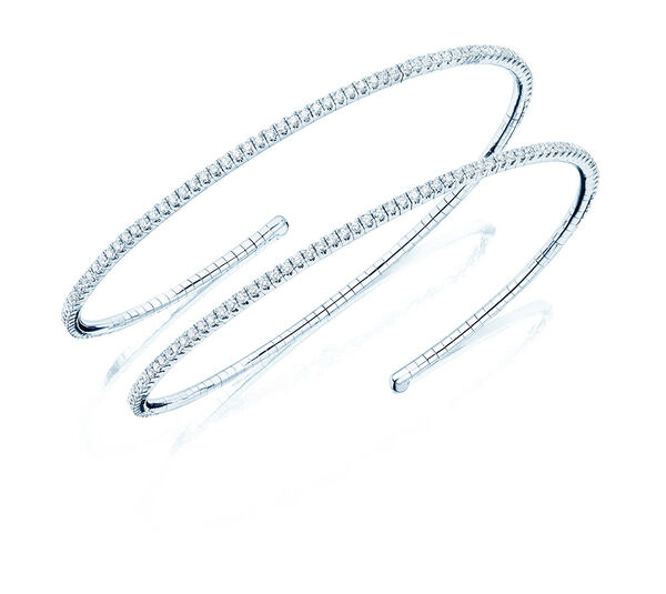 bracelet flexible double rangs en diamants