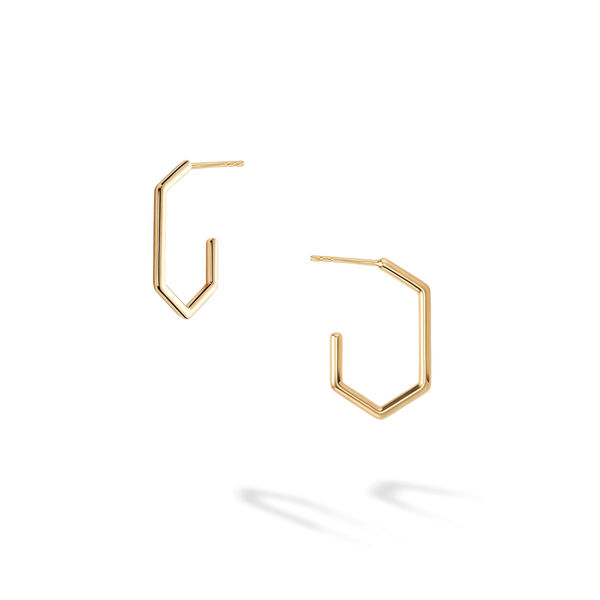 Petits boucles d'oreilles hexagonals allongées en or jaune