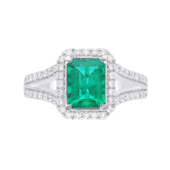maison birks salon green emerald diamond halo split shank sg12183r front image number 0