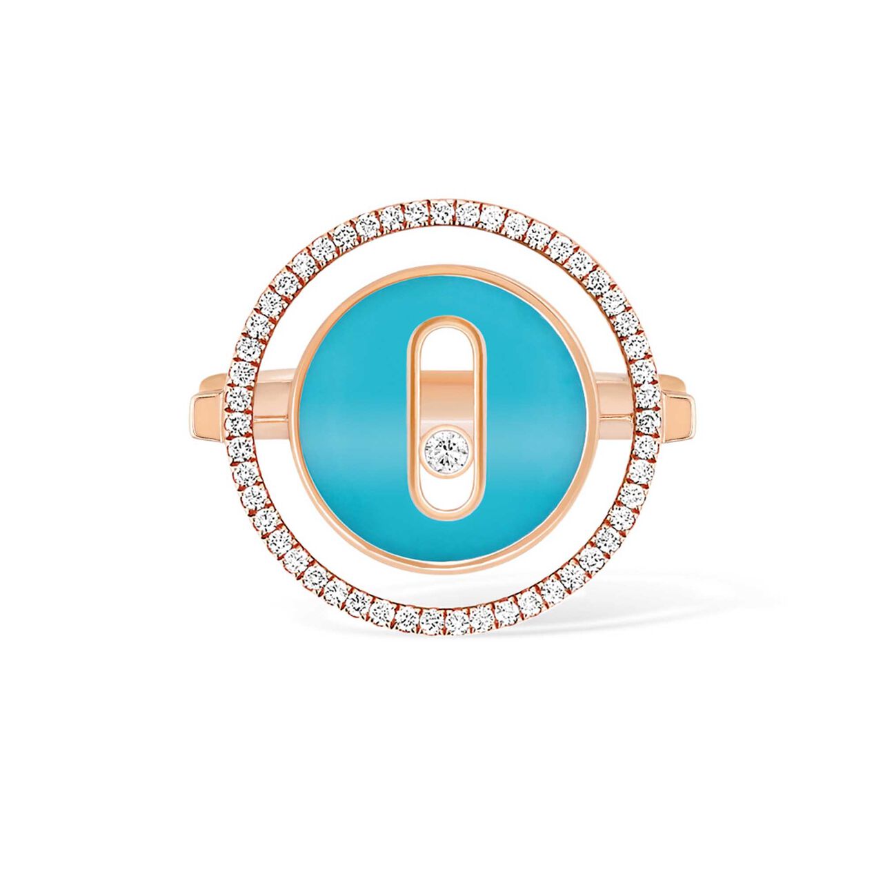 Messika Lucky Move Small Rose Gold Turquoise & Diamond  Pav&eacute; Ring 12098 PG image number 0